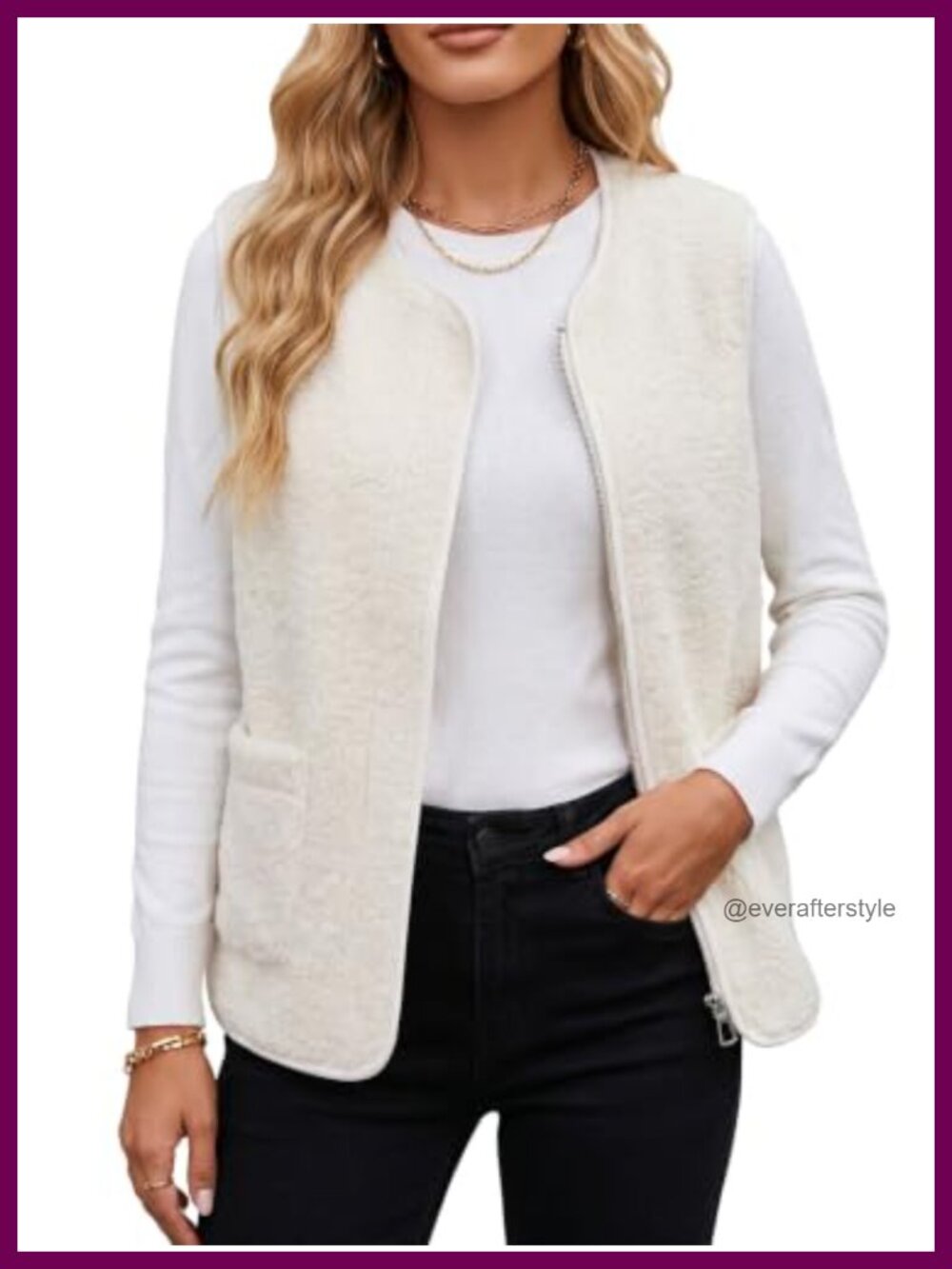 Womens Sherpa Fleece Vest Sleeveless Zip Up Winter Warm Layering Gilet